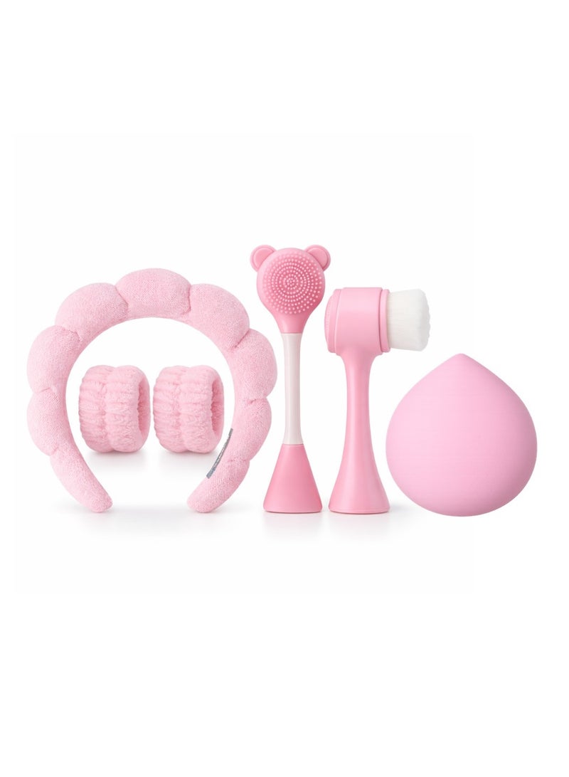 MOSH Silicone Skincare Set (5 Pieces) – Deep Cleansing Hypoallergenic Face Brush Kit with Soft Velvet Headband & Gentle Exfoliating Tools – Fragrance-Free - Image 1